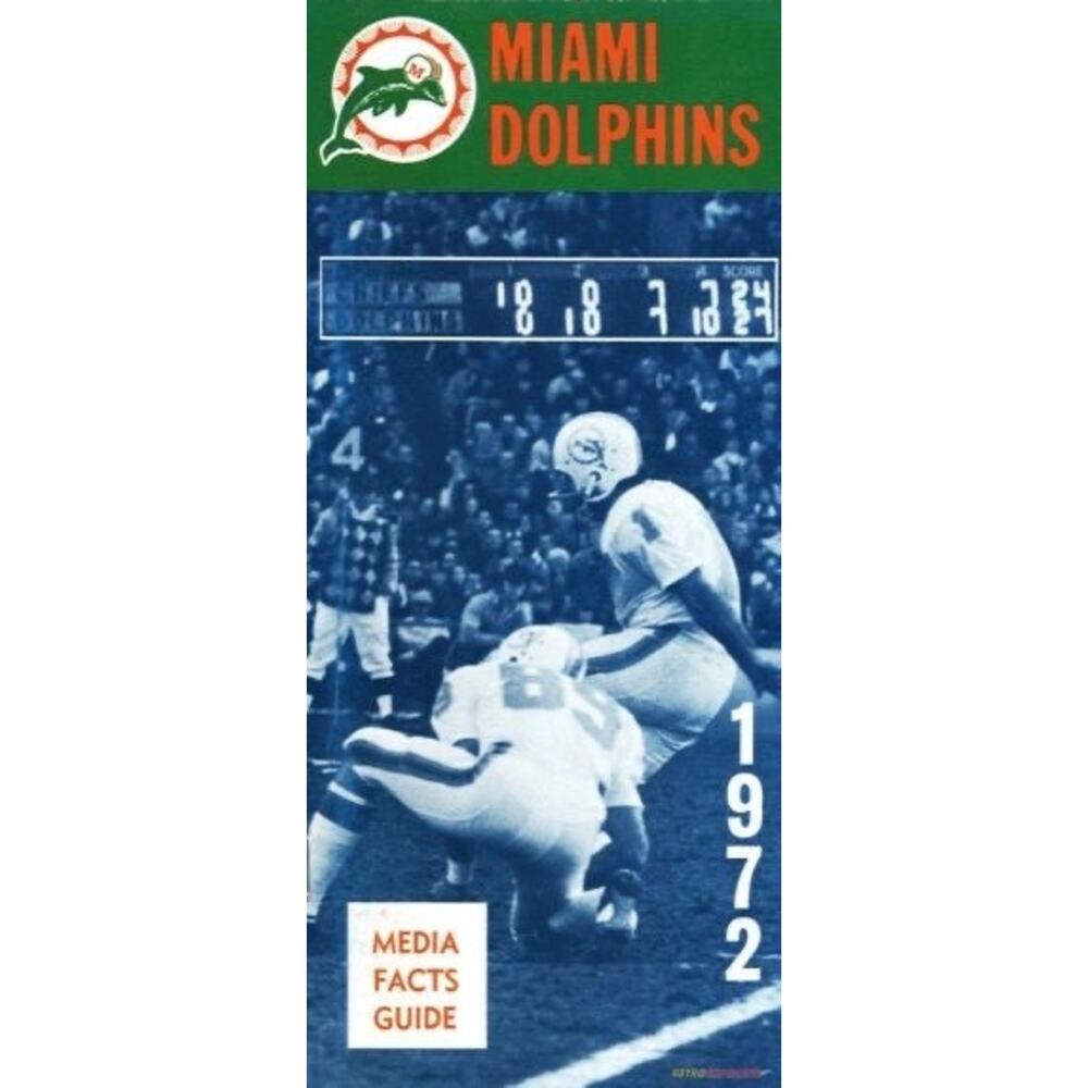 Miami Dolphins 1972 Media Facts Guide Vintage NFL Cover On 12x8in Metal Sign